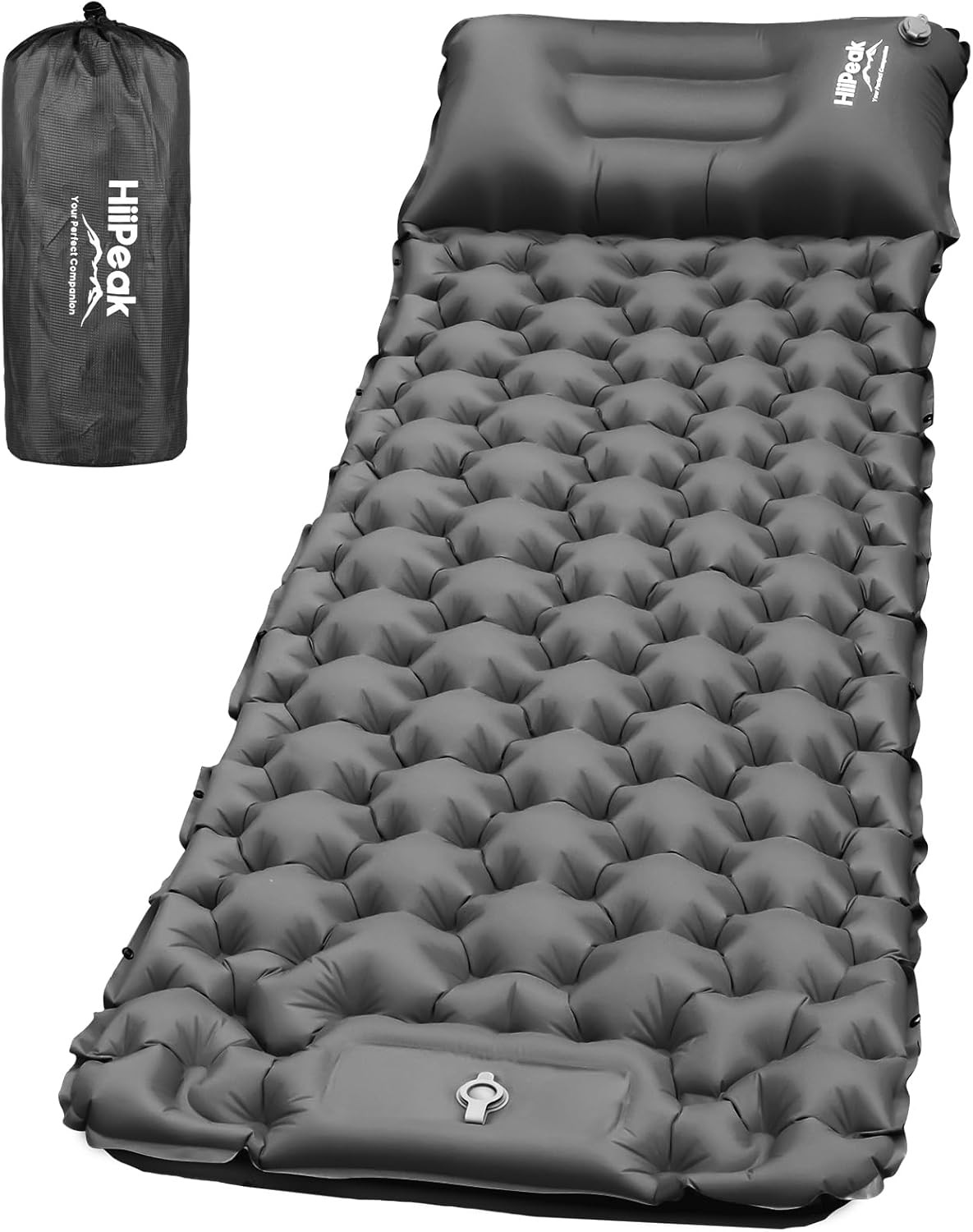 Colchoneta inflable ultraligera para acampar con reposapies incorporado Bomba