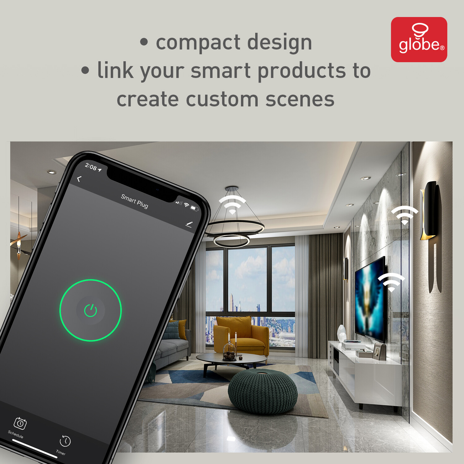 Globe Electric Wi-Fi Smart Plug - No Hub Required - White - WIFI App Compatible