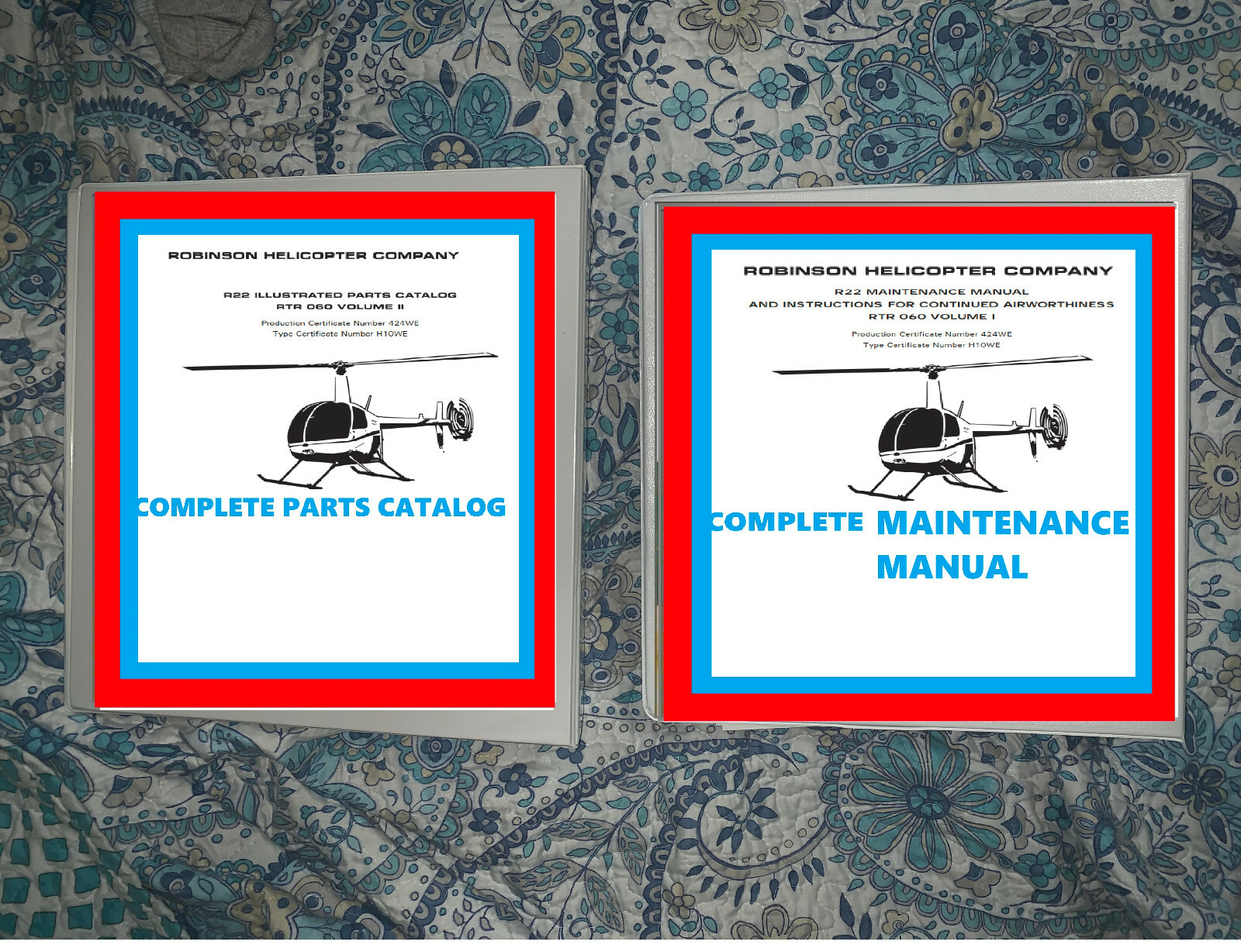 Robinson R22 maintenance inspection Operation Manual & Parts catalog in binder