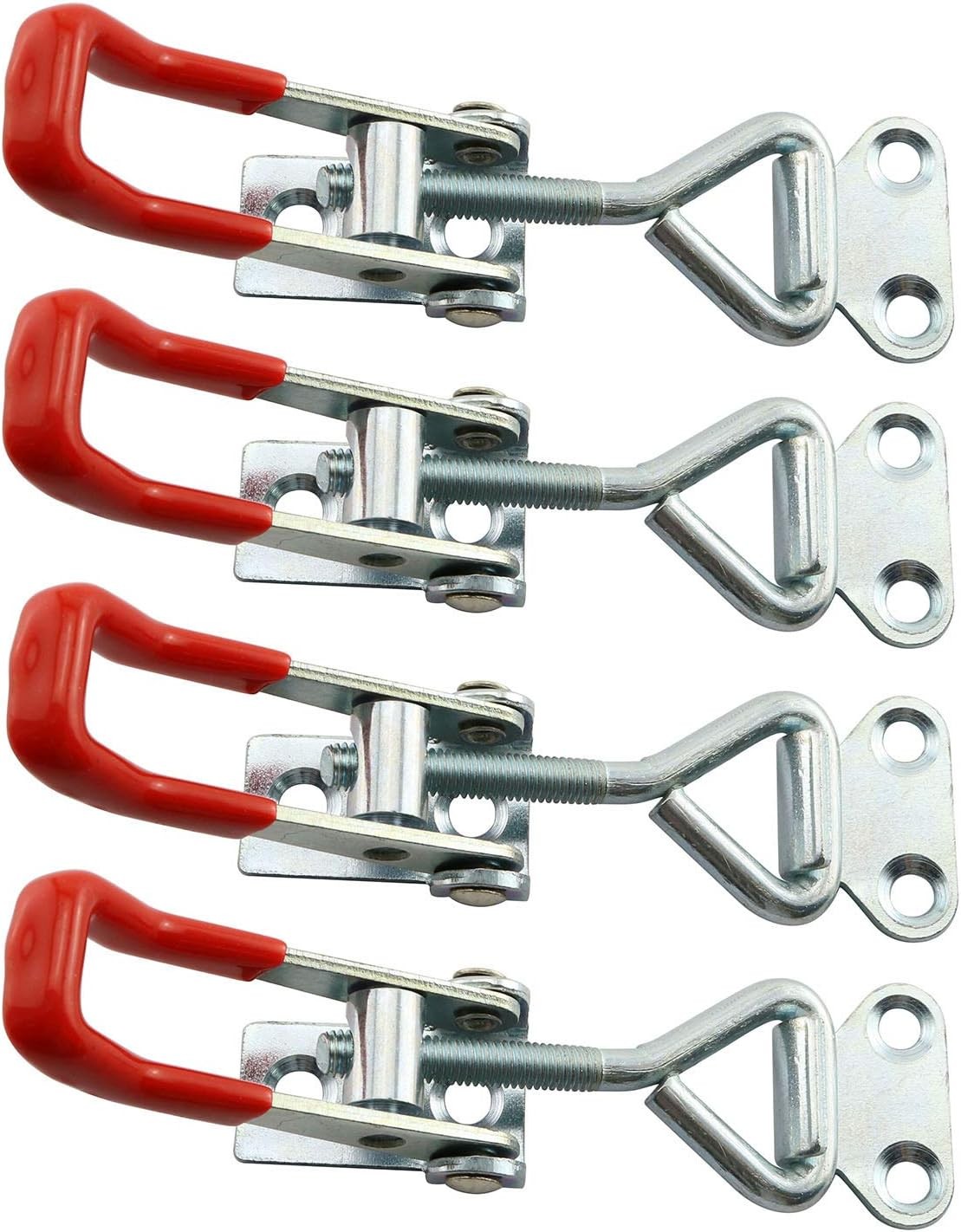 4PCS Latch Catch Cabinet Boxes Handle Toggle Lock Clamp Hasp Red,silver