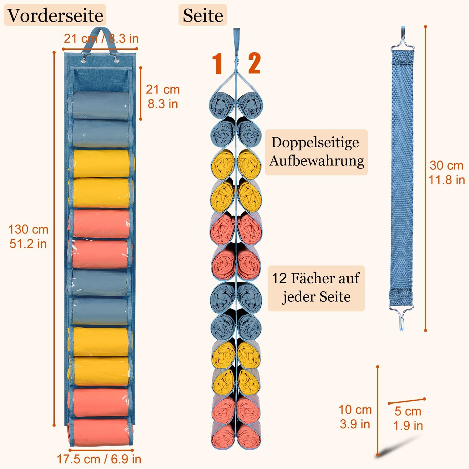Hanging Yoga Legging Storage Organizer with 24 Pockets, Foldable Oxford Cloth...