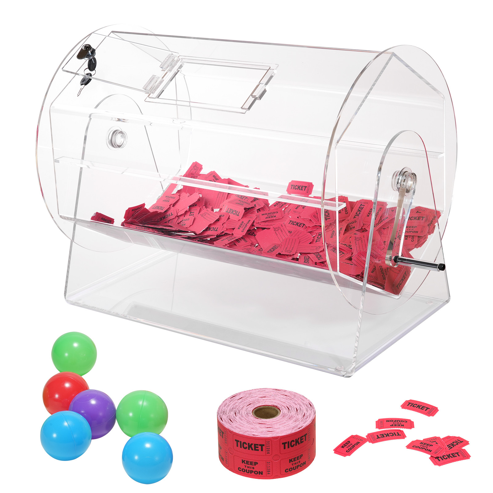 Uimoso Acrylic Raffle Drum Lottery Cage Holds 10000 Tickets or 300 Bingo Balls