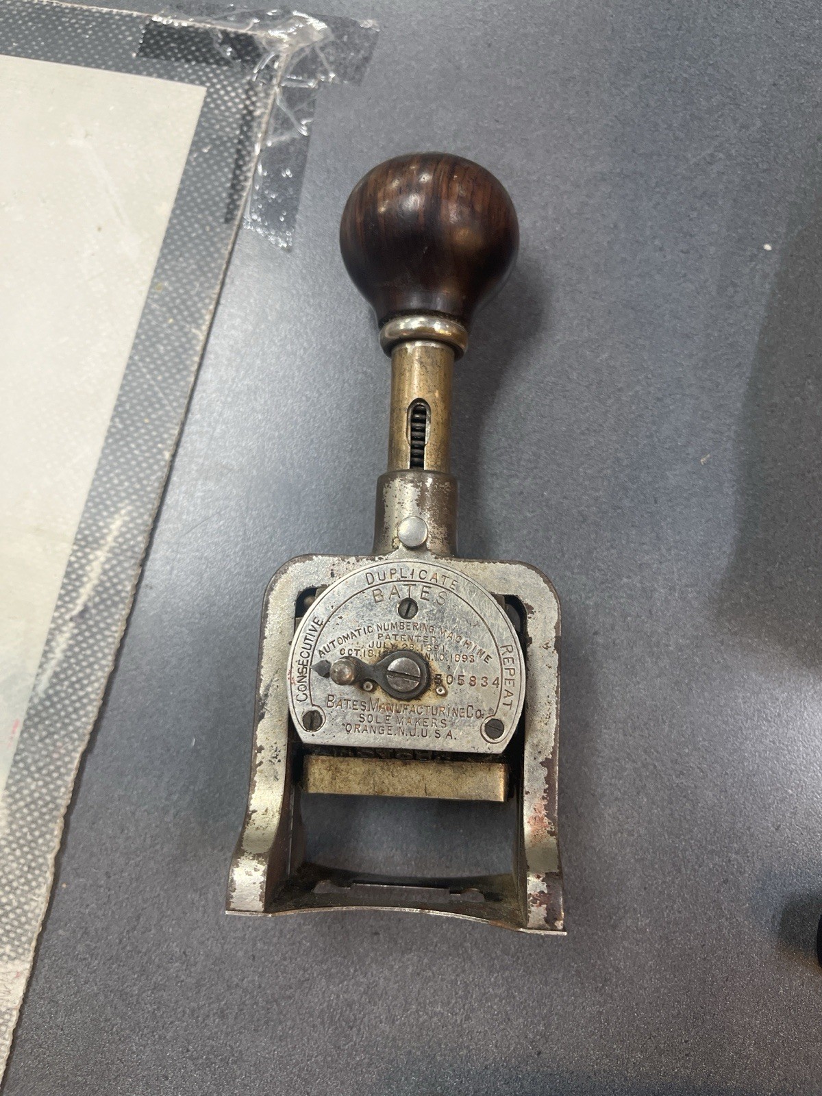 Antique Bates Automatic Numbering Machine 5 Wheel Style E Working Duplicate Stam
