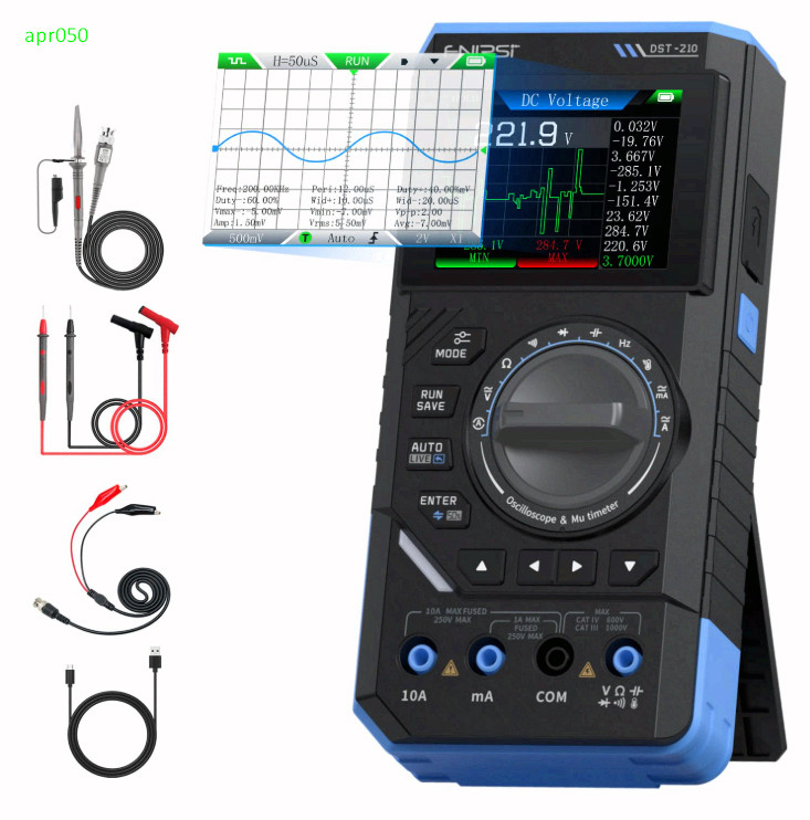 DST-210 3in1 Oscilloscope Multimeter 10MHz 48MS/s 19999 Counts AC/DC Tester