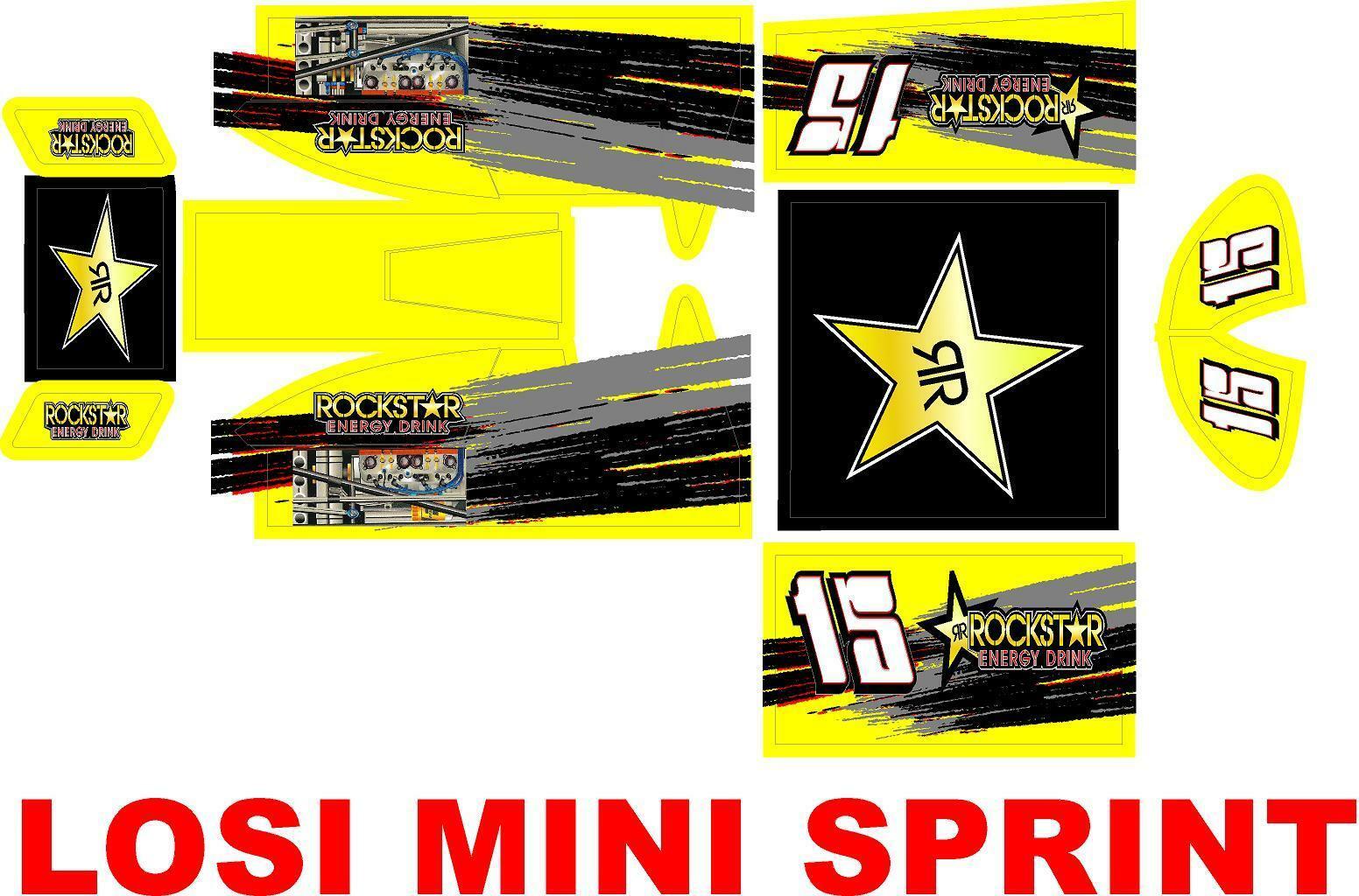 losi mini sprint, slider 1/18  wrap kit decal sticker ROCKER STAR CUSTOM