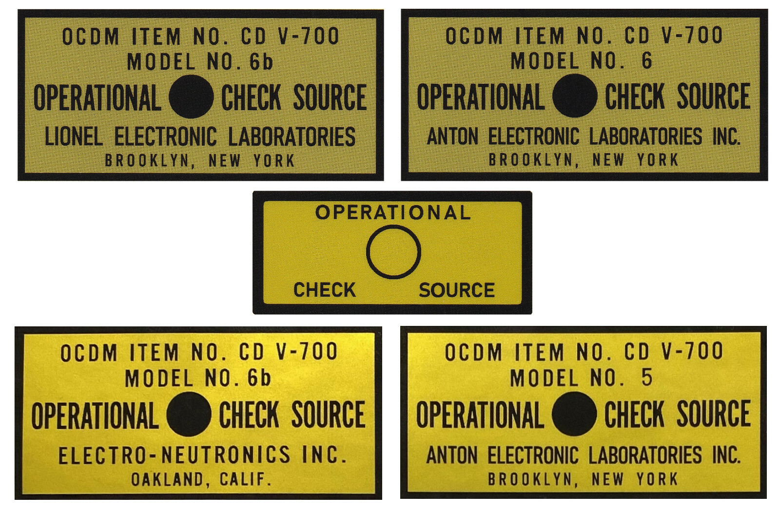 Check Source Label, Electro-Nuetronics ENI CD V-700 6B Geiger Counter CDV-700