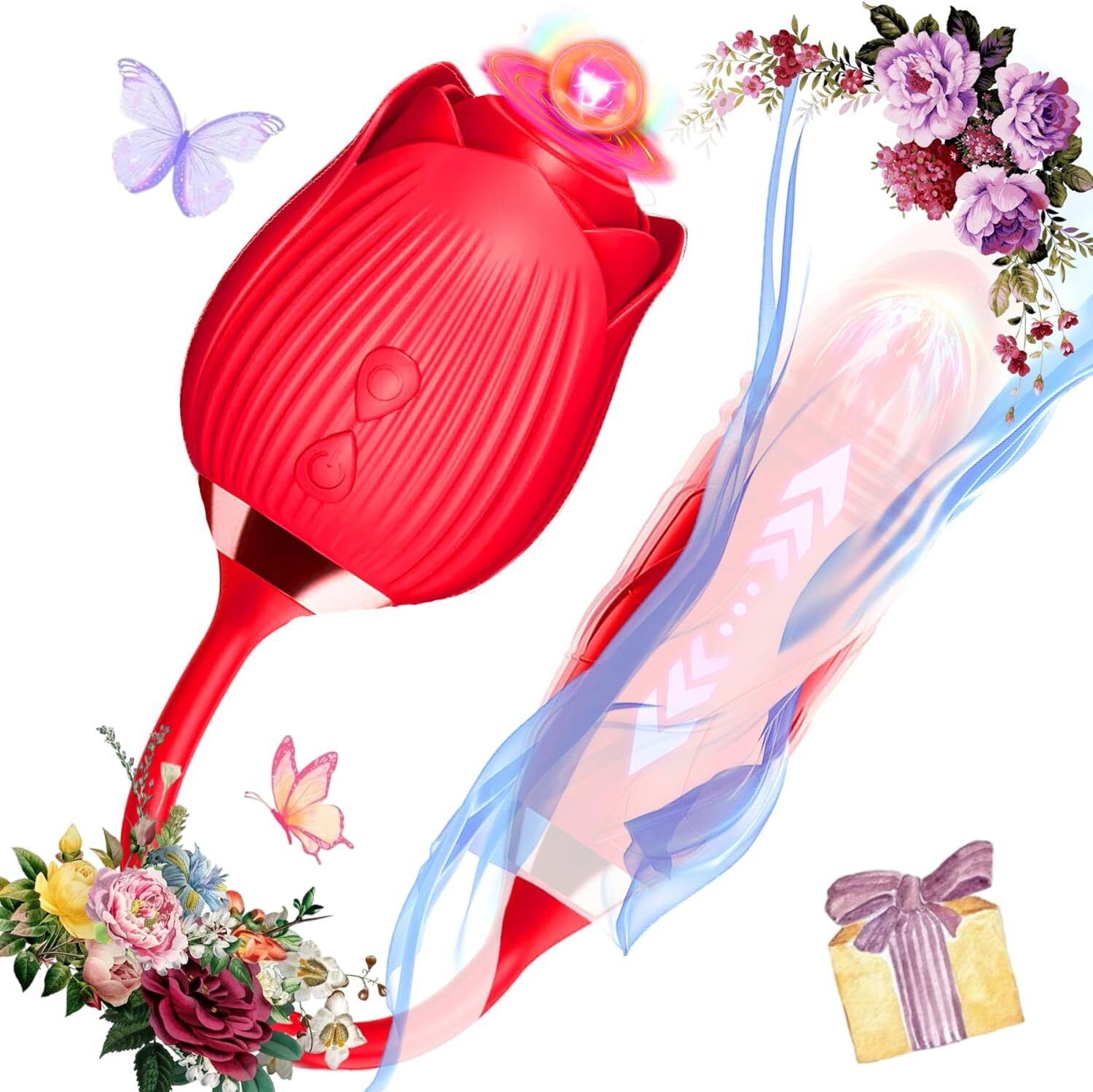 10 Speeds Powerful Massager Vibrating for Women Rose Vibrator Massage Waterproof