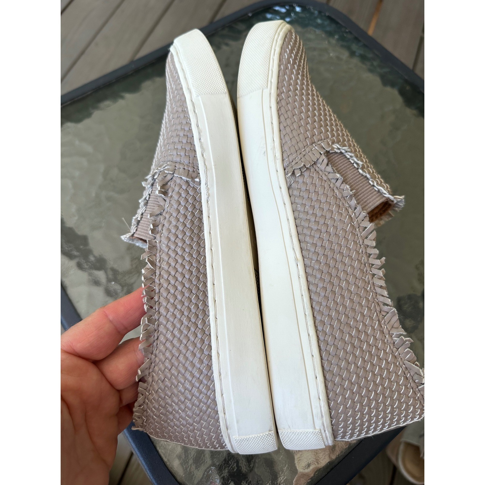 Indigo Rd. Woven Slip On Sneakers Casual Frayed Trim Shoes Woman's Size 9.5M