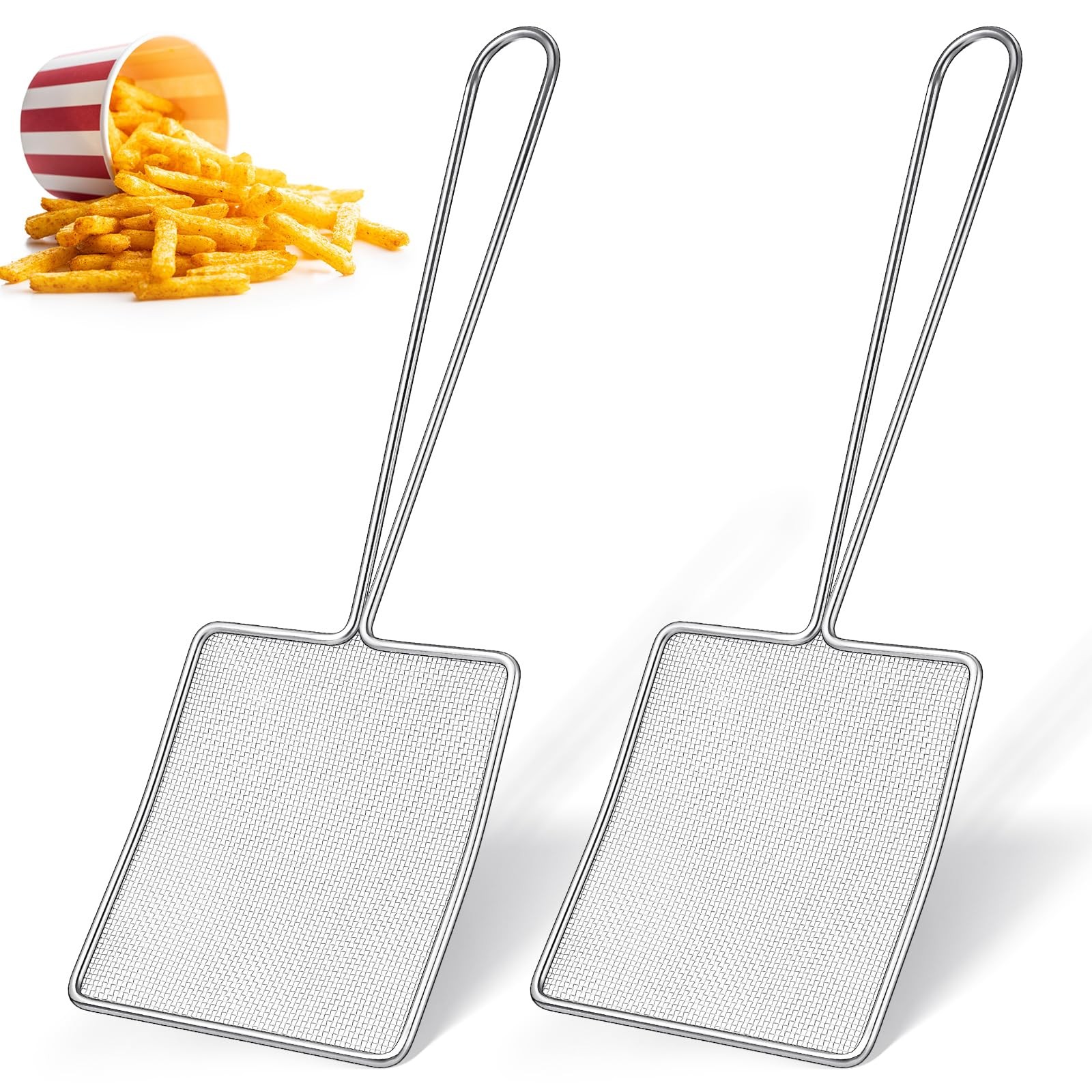 2 PCS Square Fine Mesh Skimmer Spider Strainer Oil Deep Fryer 5x6 Inch