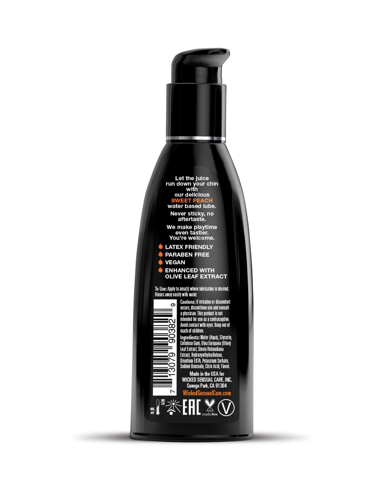 Wicked Aqua Sweet Peach Flavored Water Based Lube - 2 oz