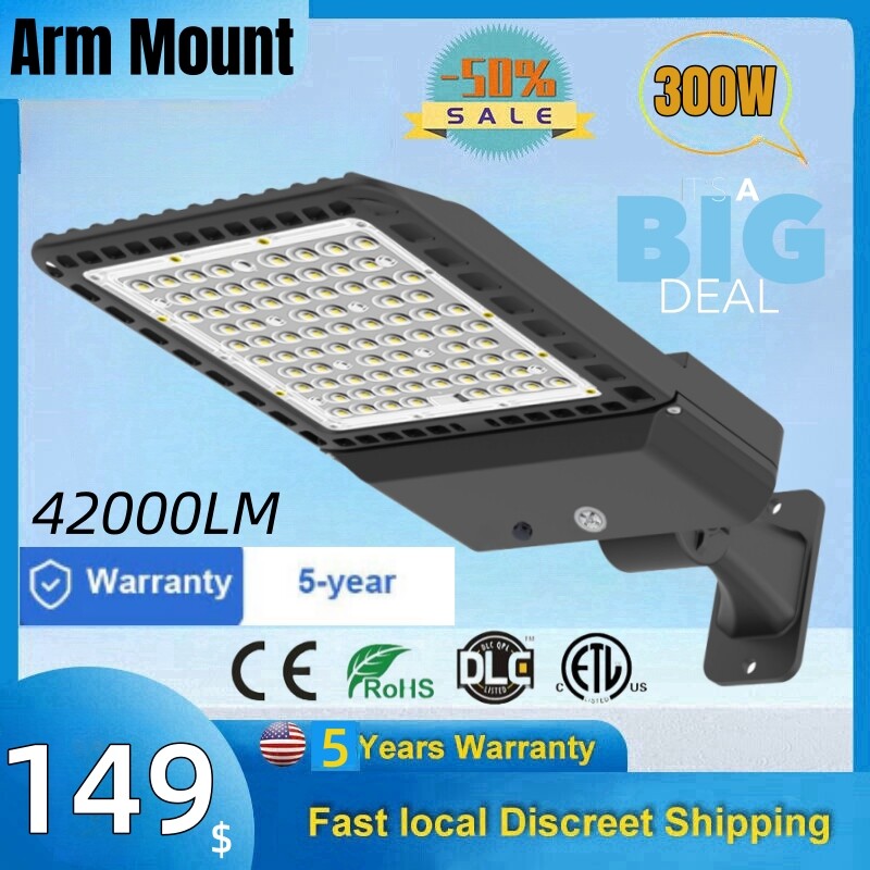 300W LED Parking Lot Light Dusk to Dawn Outdoor Shoebox Street Area Lighting 5kK