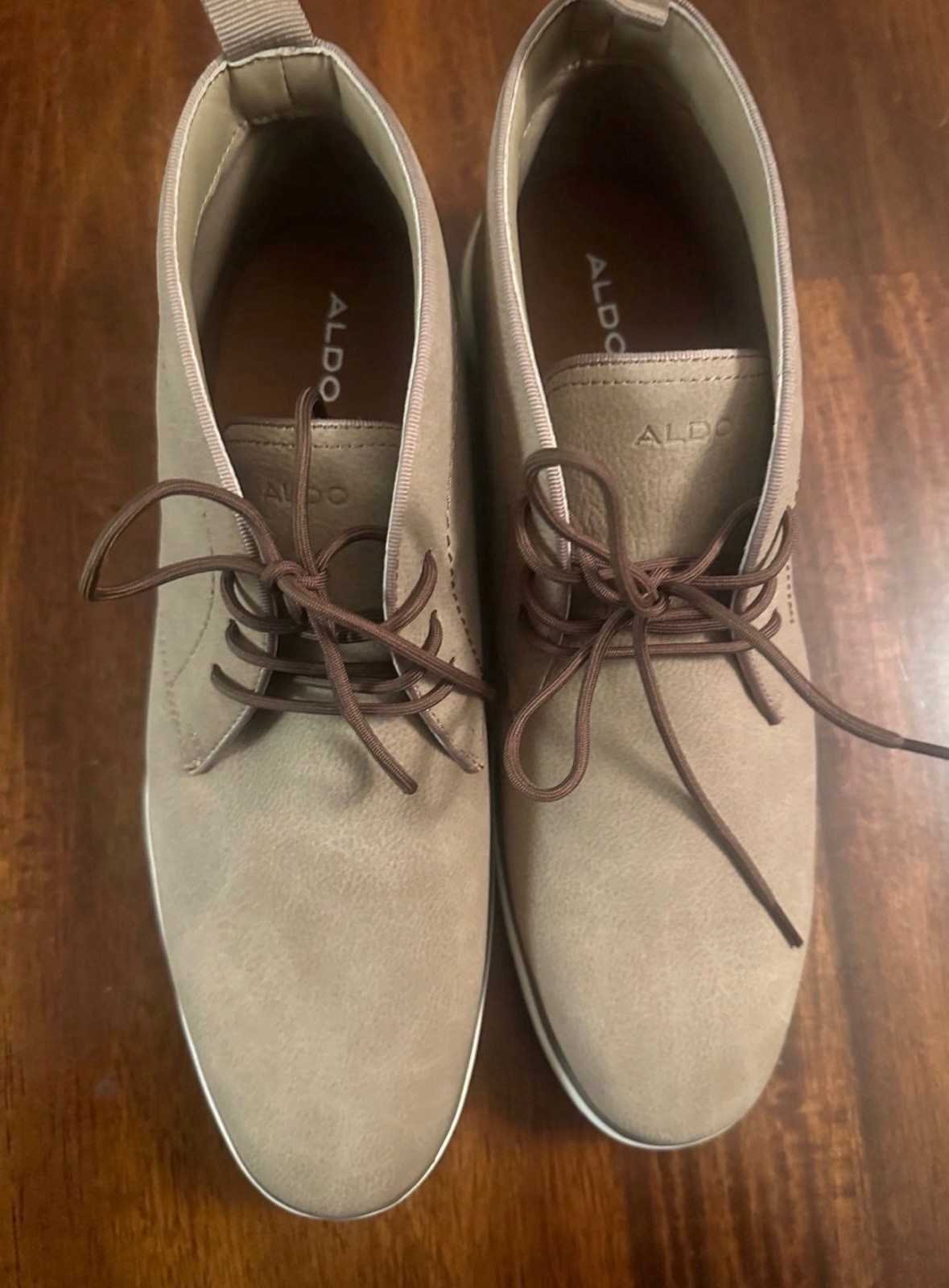 ALDO Men's Beige Chukka Boots Lace Up Polyurethane Polyester Size 11 M