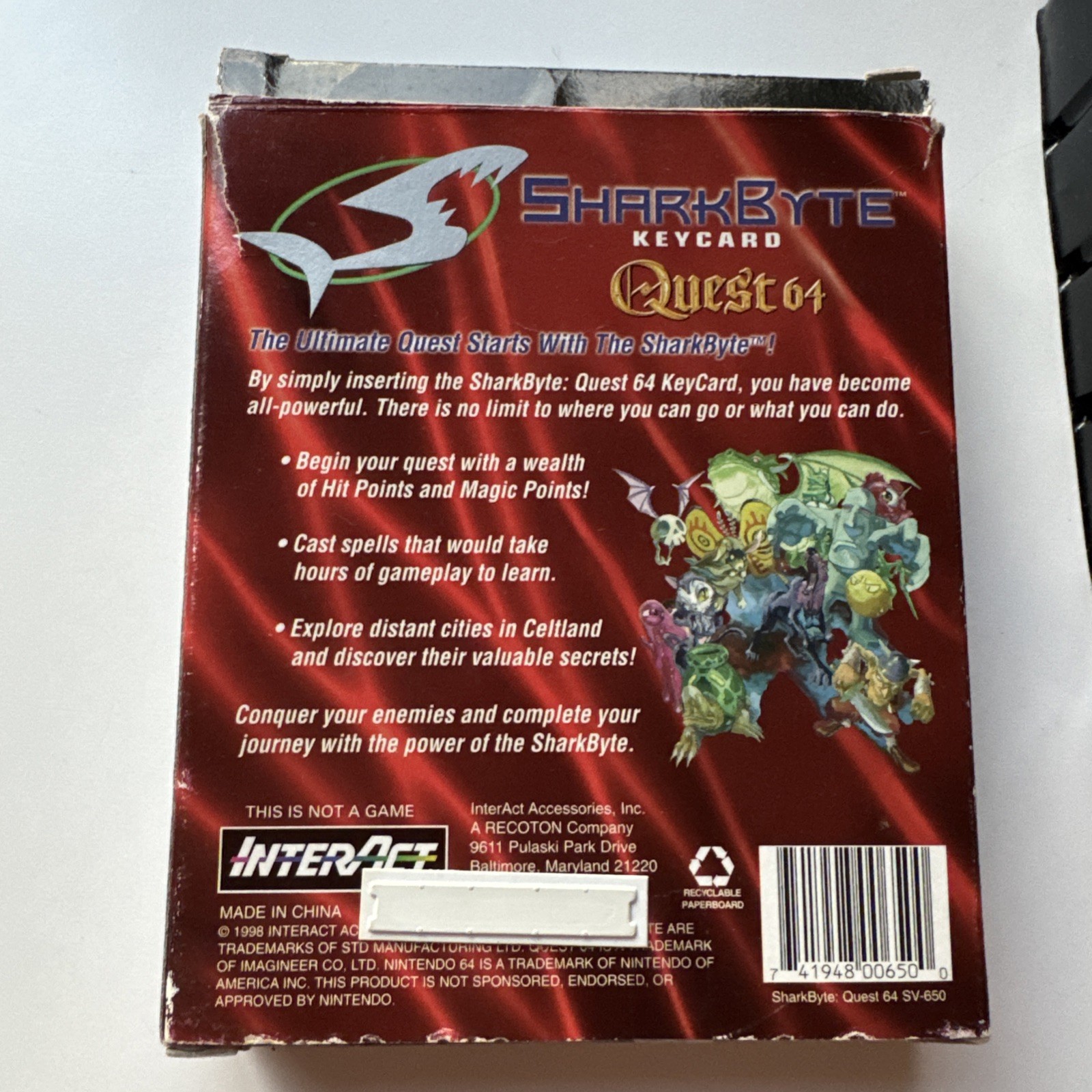 BOX ONLY Sharkbyte Memory Keycard for Quest 64 N64 Nintendo 64 loaded codes