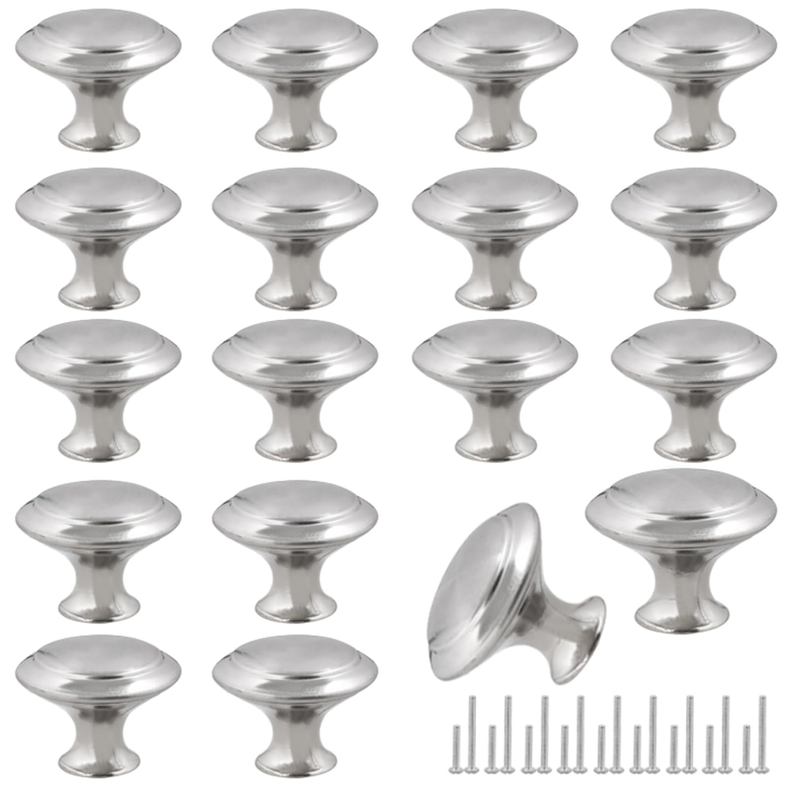 Romeda 30mm Silver Cabinet Knobs - 18 18 Pack, 18 Pack | Round-type