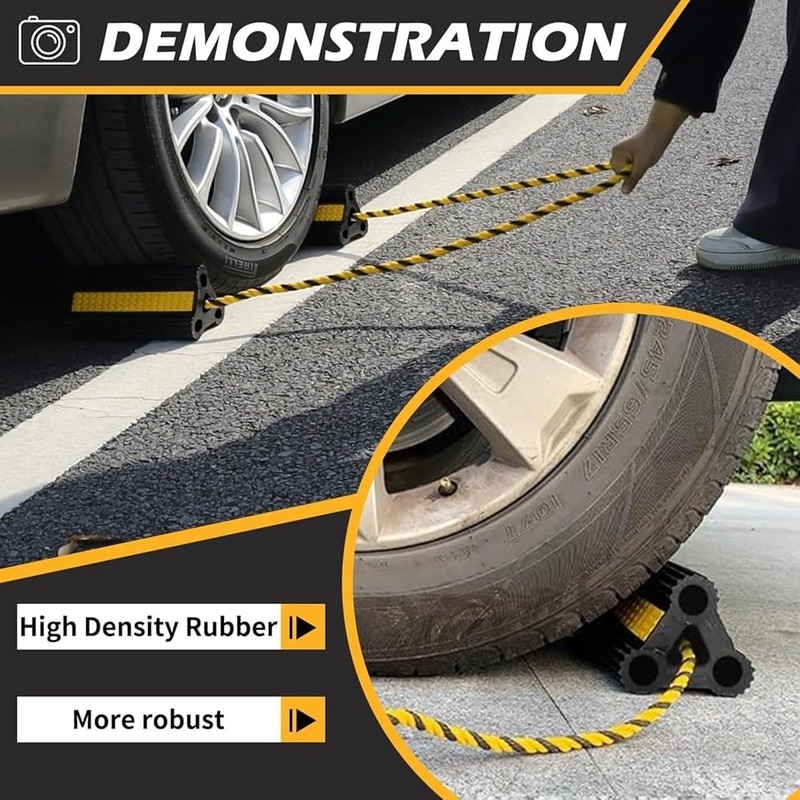 Rubber Wheel Chocks RV Trailers Trucks Aviation W/ Reflective Strips 4pc