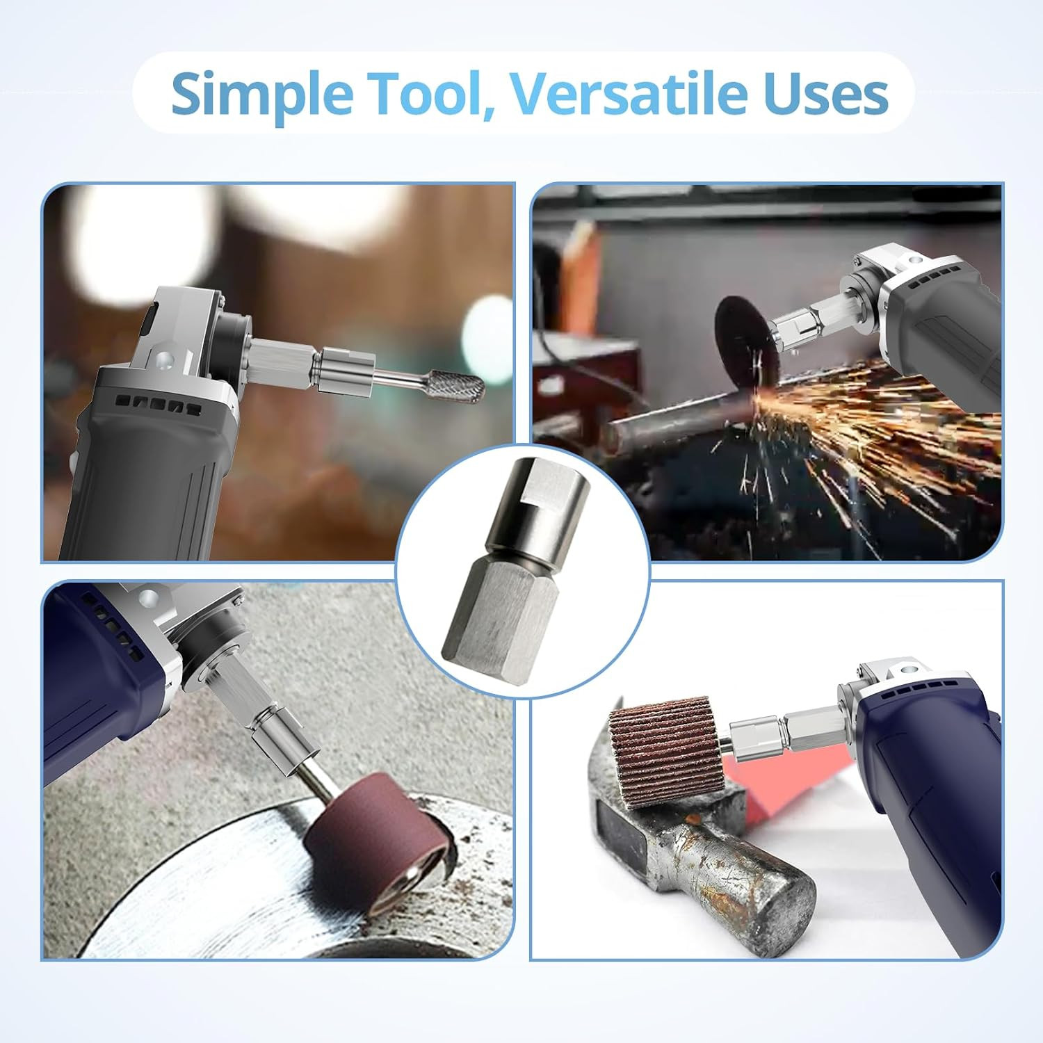 Stainless Steel Angle Grinder Adapter with 2 Collets 1/4" & 1/8"
