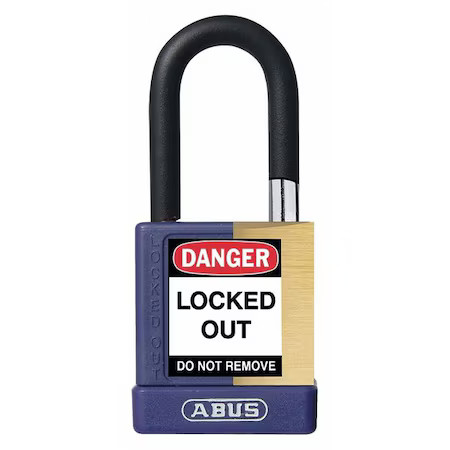 Abus 20035 Keyed Padlock, Open, Rectangular Steel Body, Hardened Steel Shackle,