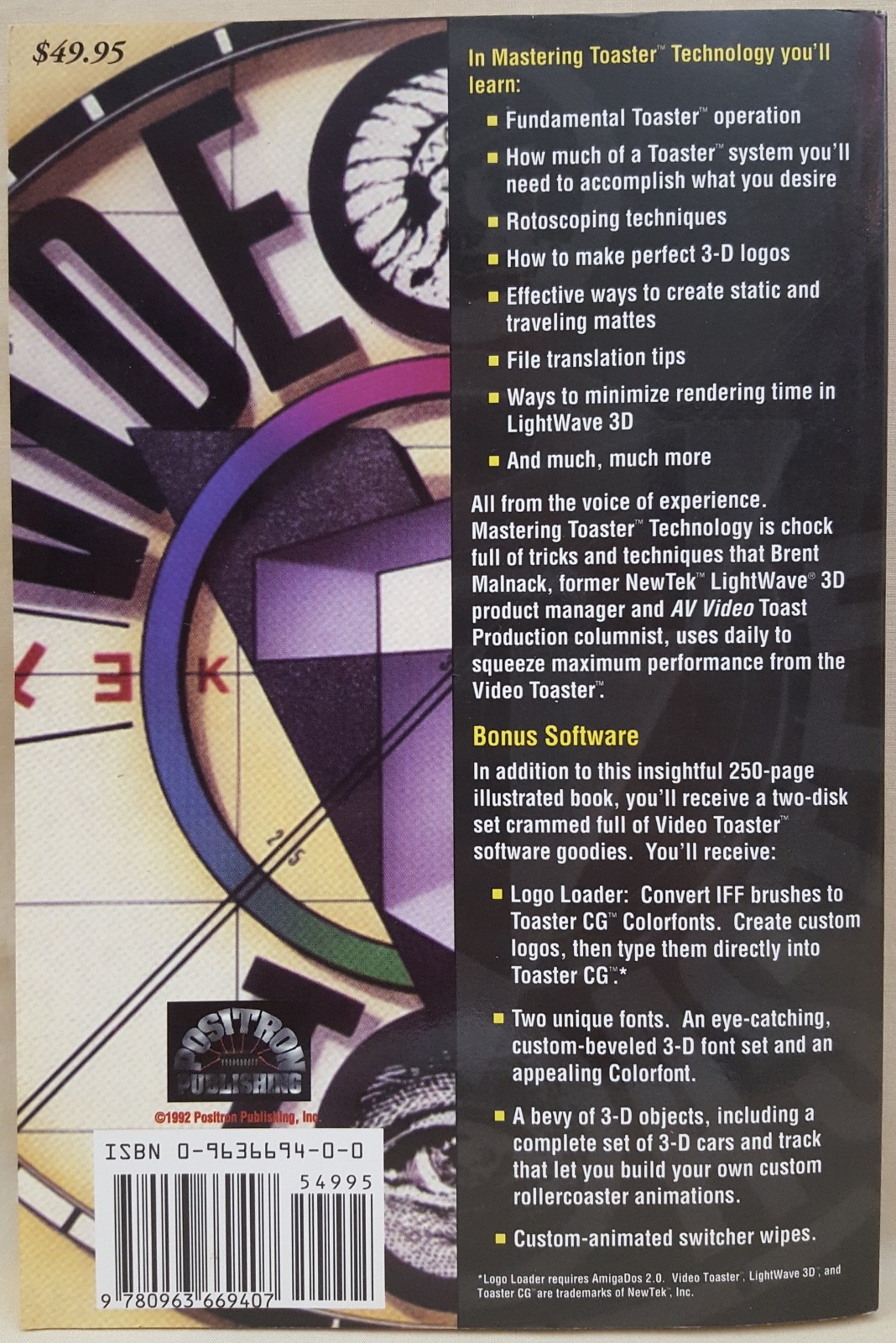 Mastering Toaster Technology Book w/Disks for Commodore Amiga Video Toaster