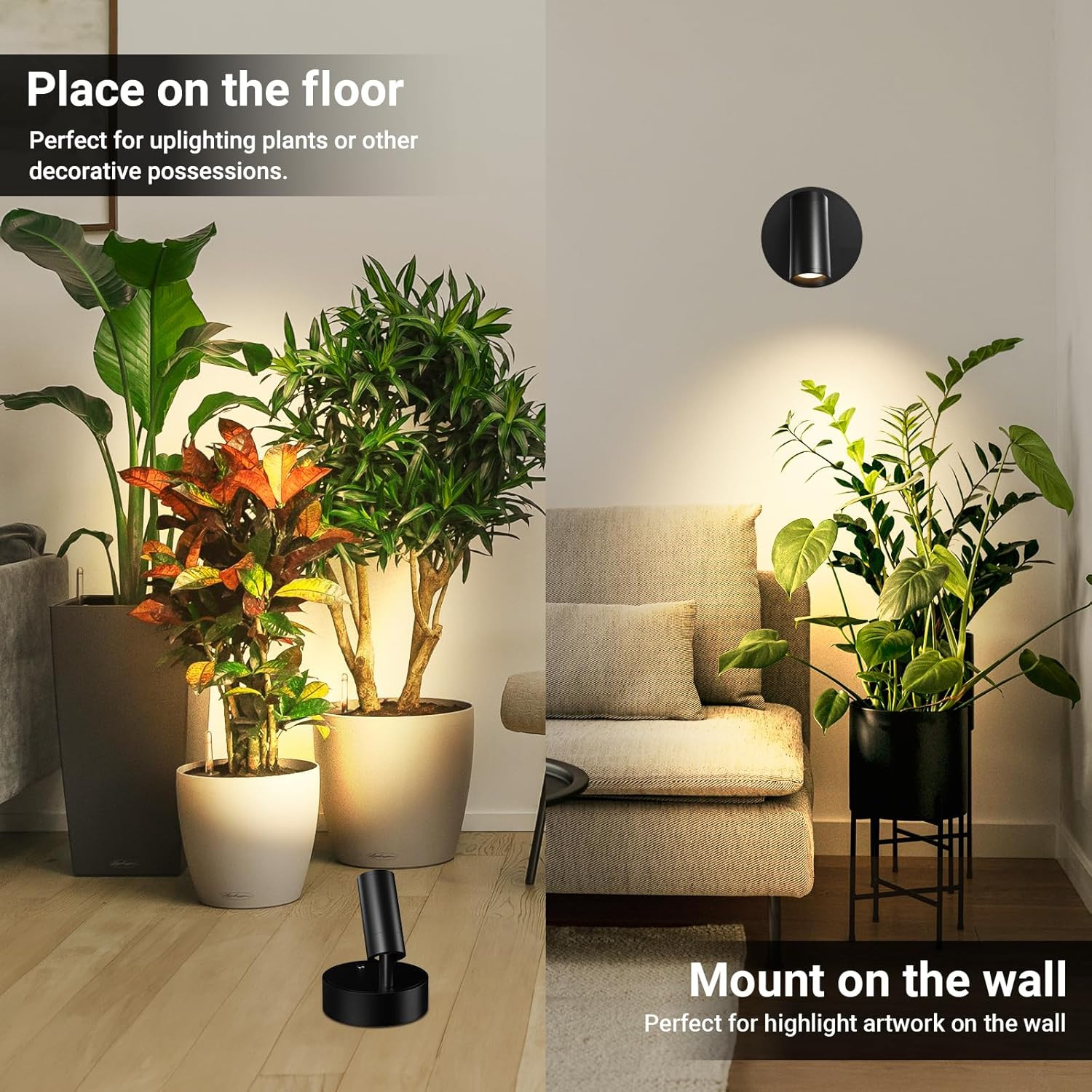Spotlights Indoor, Wireless Uplighting Indoor with Remote Dimmable, Rechargeable
