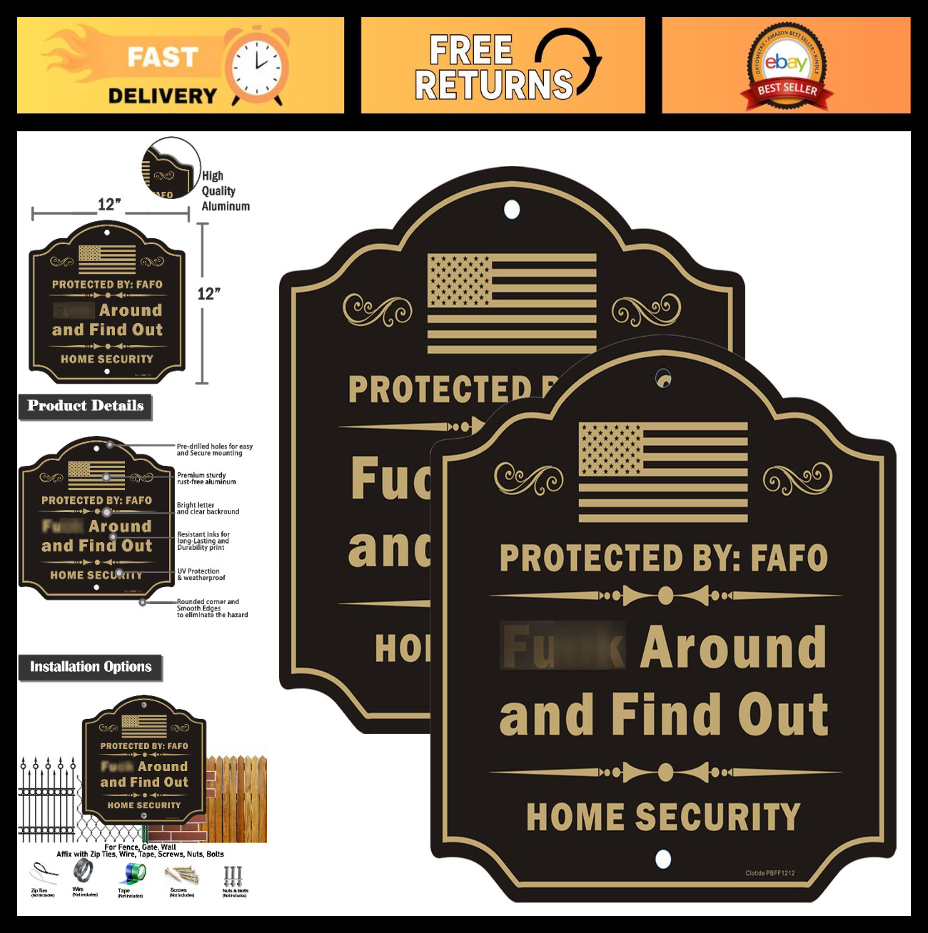 2 Pack FAFO Yard Sign - 12x12 Rust-Free Aluminum, UV Resistant, Waterproof Home