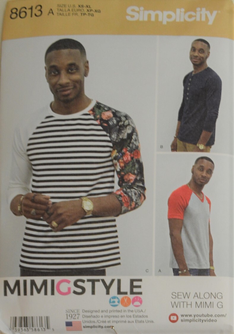 Simplicity 8613 - Men's Knit Top with Neckline & Sleeve Variations