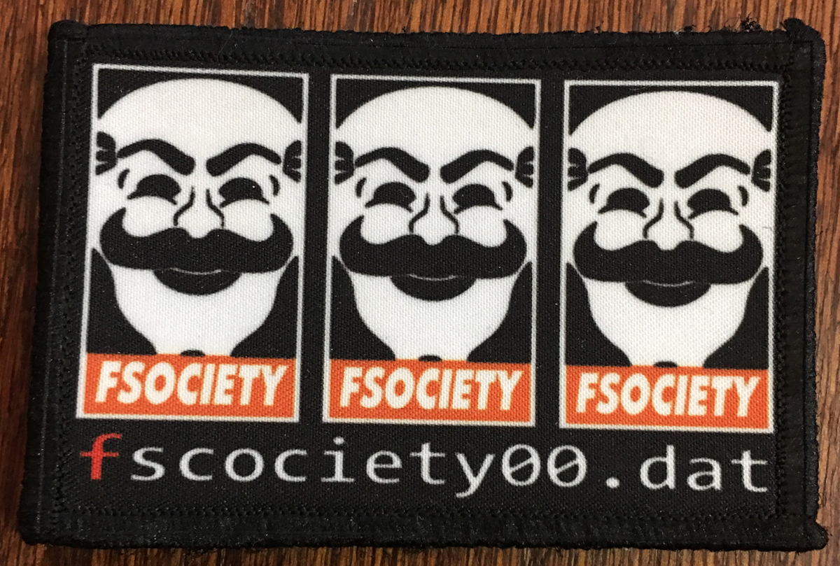 FSociety00.Dat Mr Robot Morale Patch Tactical Military Army Badge Hook Flag