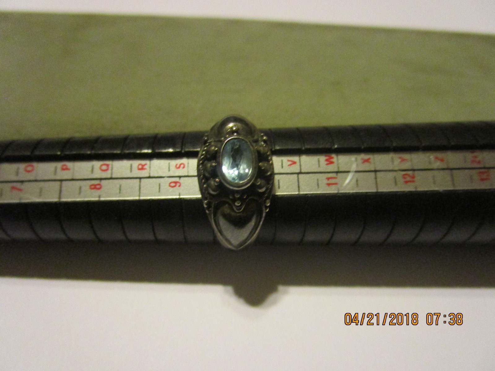 Vtg Bali style Sterling Ring w/ blue Stone sz 10