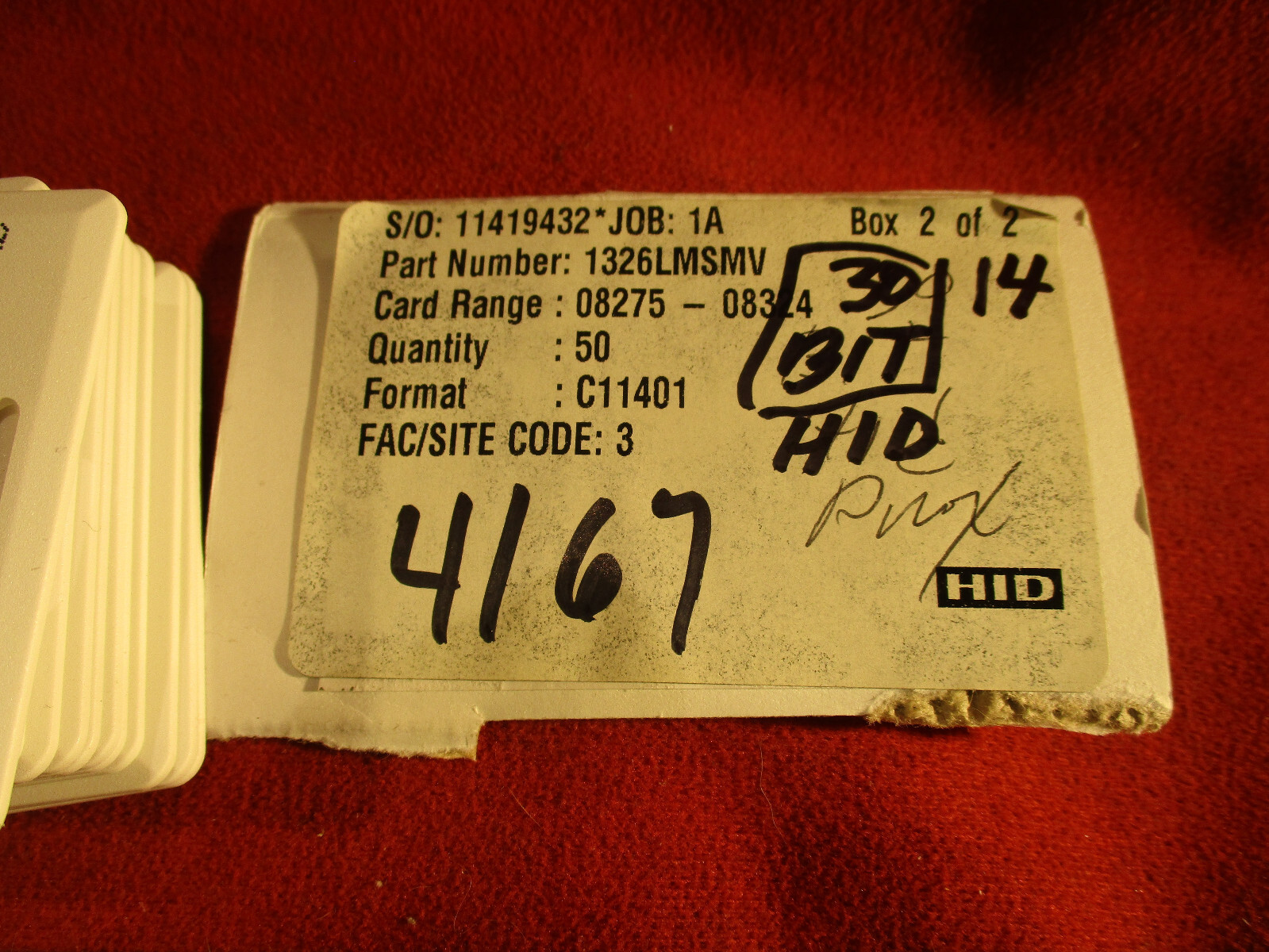 HID 1326LMSMV Proximity Card 30 bit facility code 3 quan 14