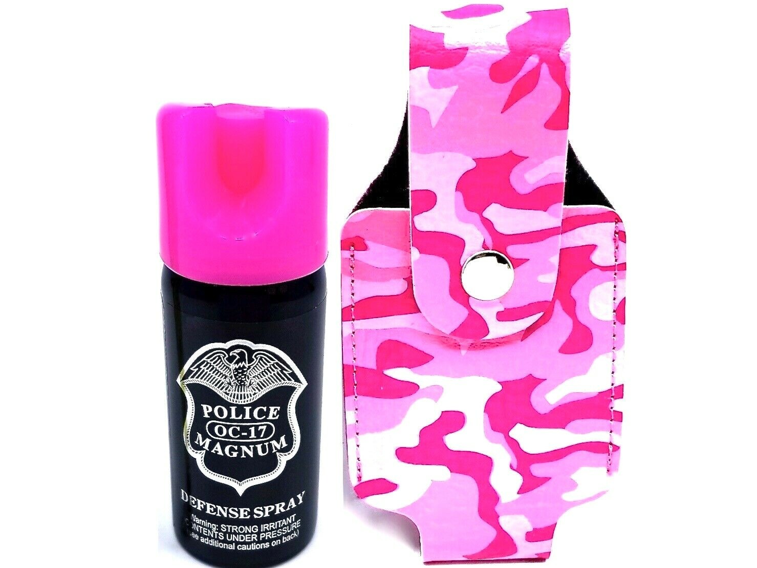 Police Magnum pepper spray 2 ounce HP Twist Lock Pink Camo Holster Self Defense