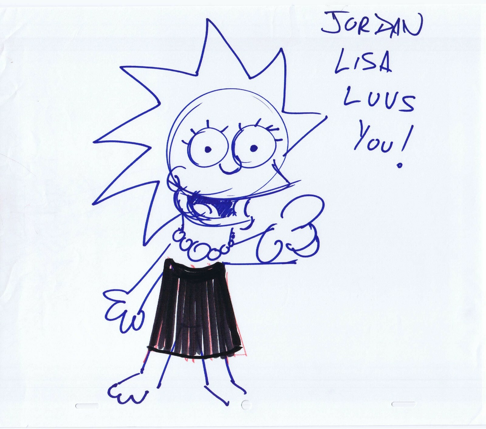 Simpsons Lisa Luvs Jordan Original Art Sketch