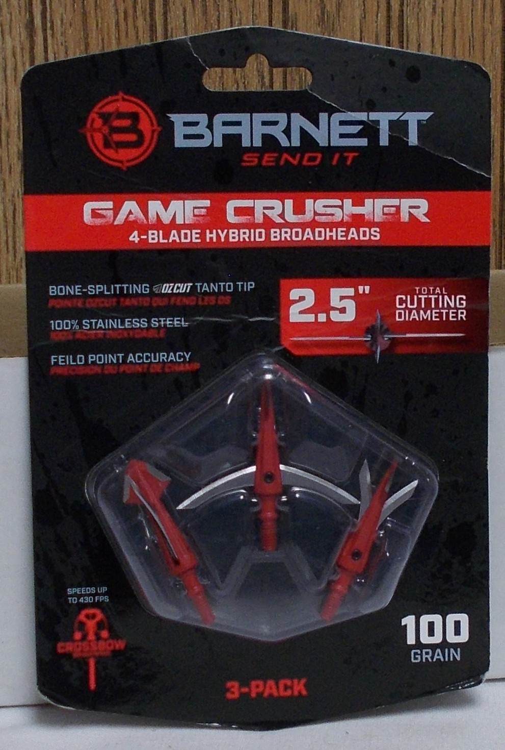 Barnett Send It Game Crusher 4 Blade Hybrid Broadheads 100 Grain 3 Pack