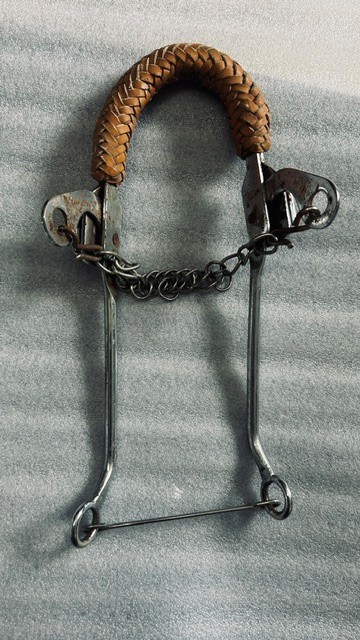 Mechanical HACKAMORE Bit with Braided Leather Noseband  Chain 9" Shank* WESTERN
