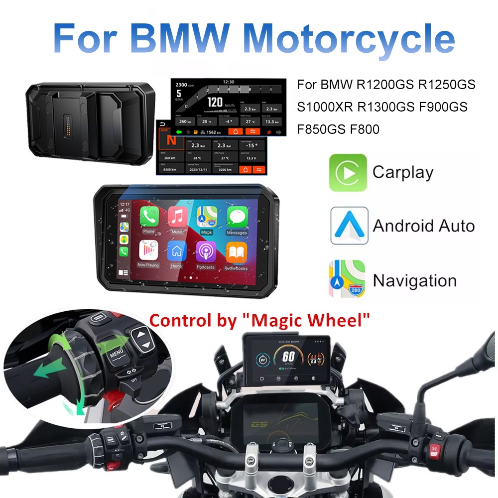 6 Inch Motorcycle CarPlay GPS Navigation Fit for BMW R1200GS R1250GS S1000XR