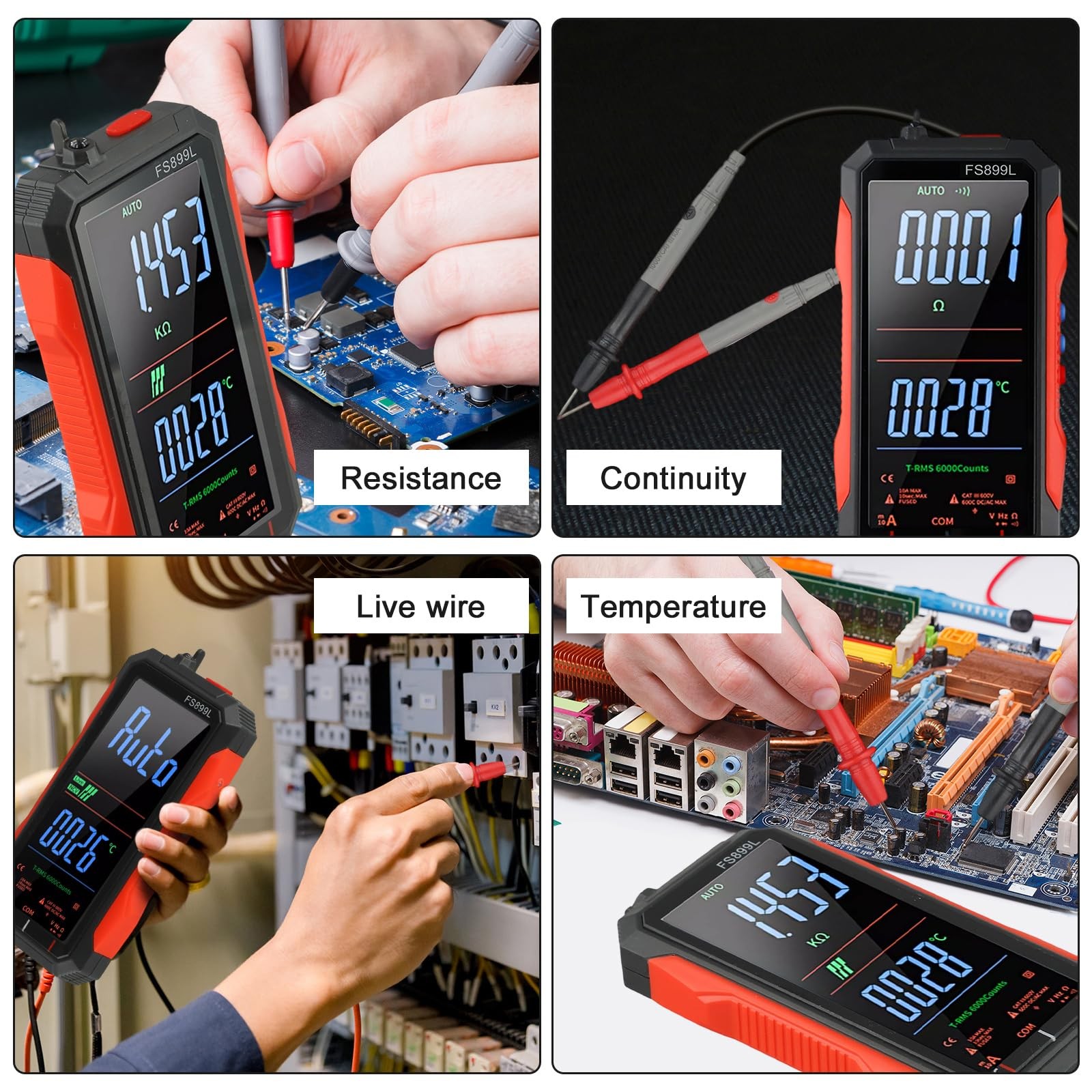 Digital Multimeter, FS899L Multimeter, USB Rechargeable Digital Multimeter