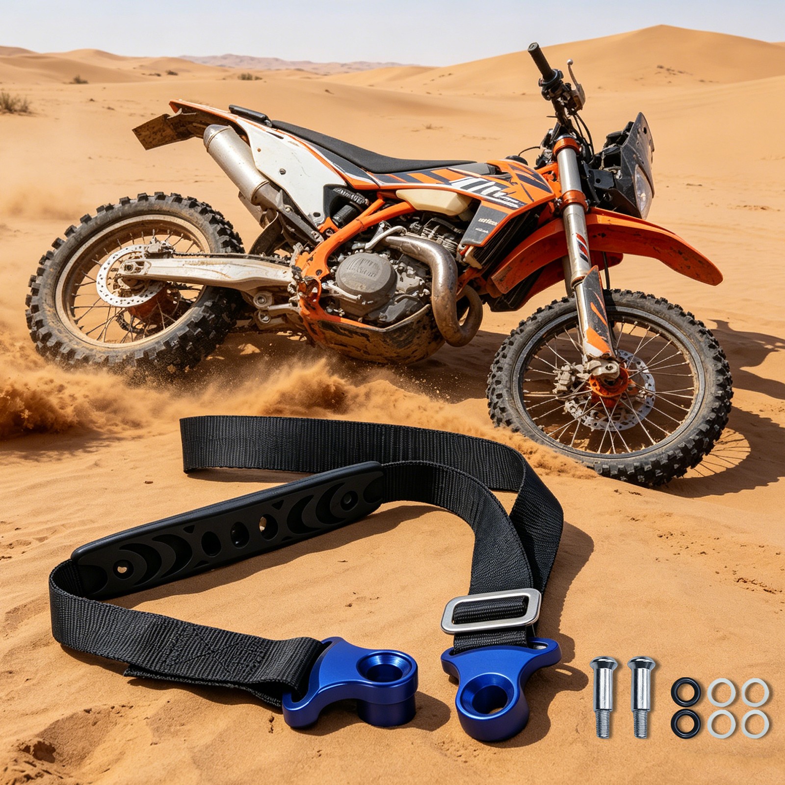 23.62in Off-road Motorcycle Rescue Pull Strap, Motorcycle Recovery Strap
