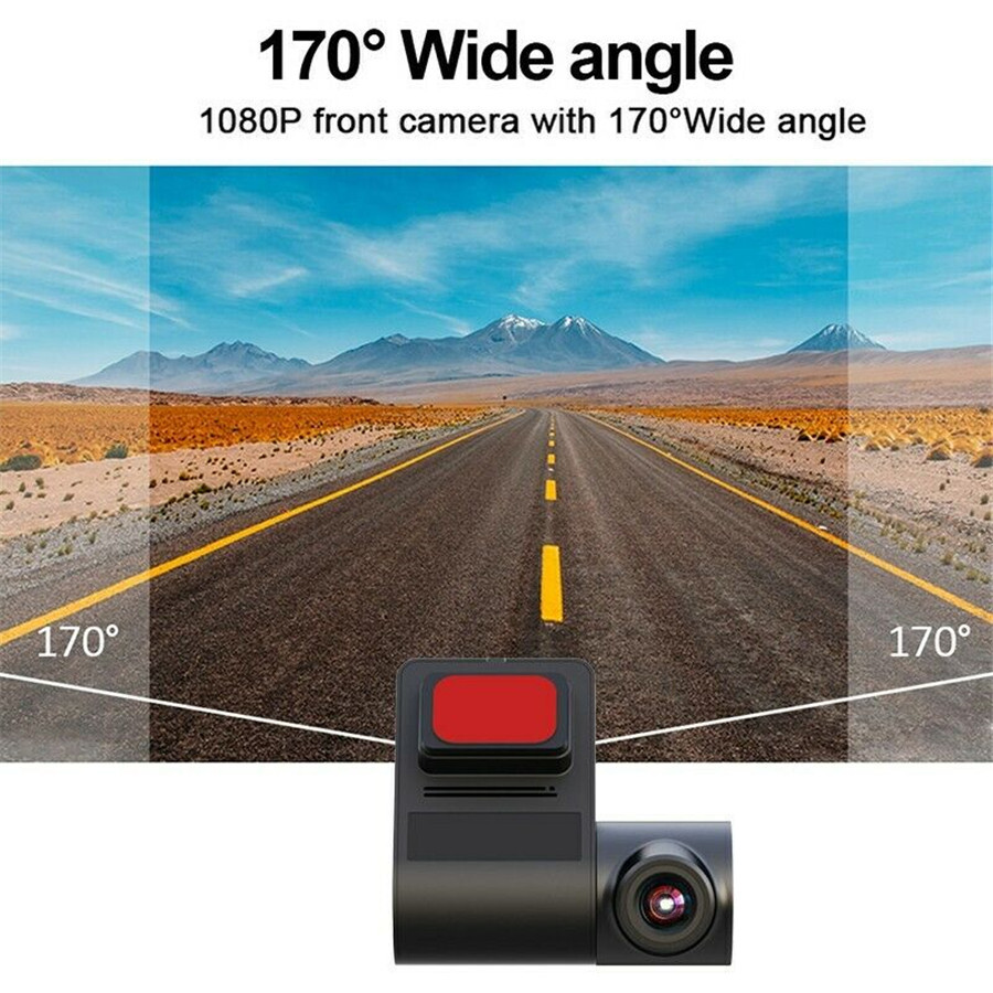 Car Front Windshield DVR Dash Camera Loop Recording ADAS 170° Wide Angle Dashcam