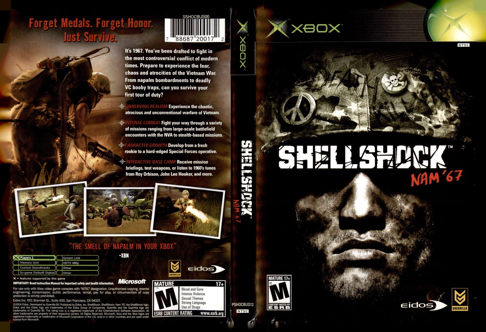 Shellshck Nam 67 Microsoft Xbox Art Insert Only Used Condition No Game