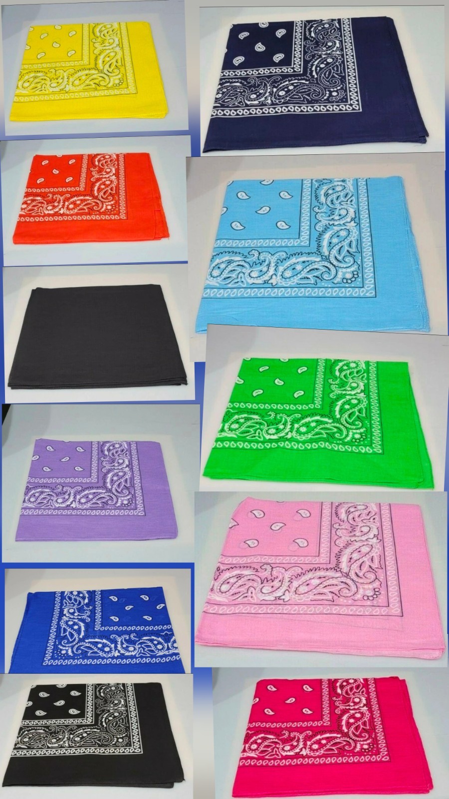 LOT Of 1/3/6/10 NEW 100% Cotton Paisley Print Scarf Bandana Head Wrap 22"x22"