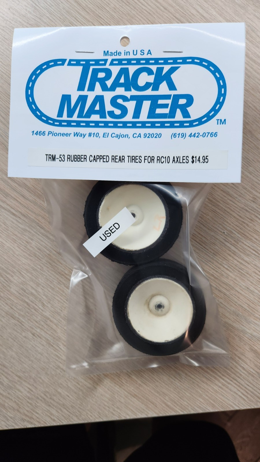 TRM-53 USED  Rubber Capped Rear Tires for RC10 Rear Axles, Like the Equalizer