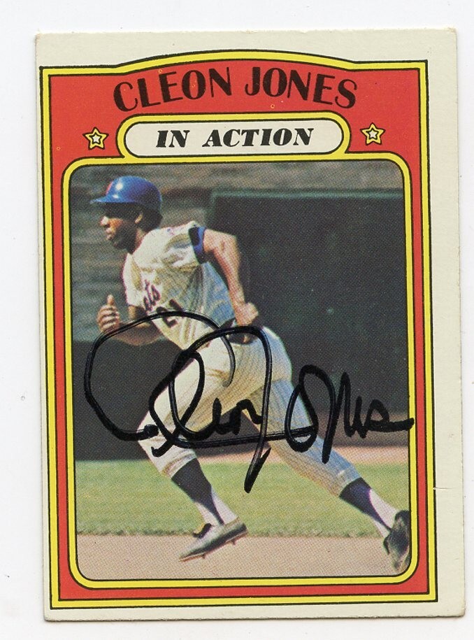 CLEON JONES Signed 1972 Topps In-Action #32  Mets  Guaranteed Authentic KOA