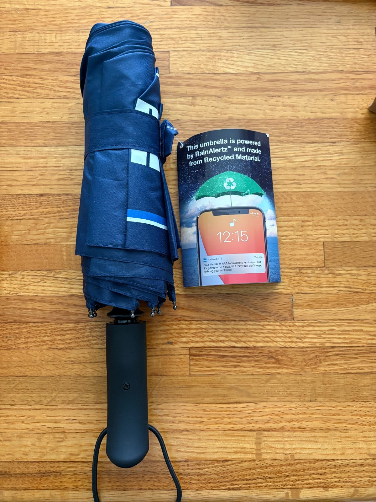 AAA Innovations Rain Alertz Powered Umbrella  Blue New