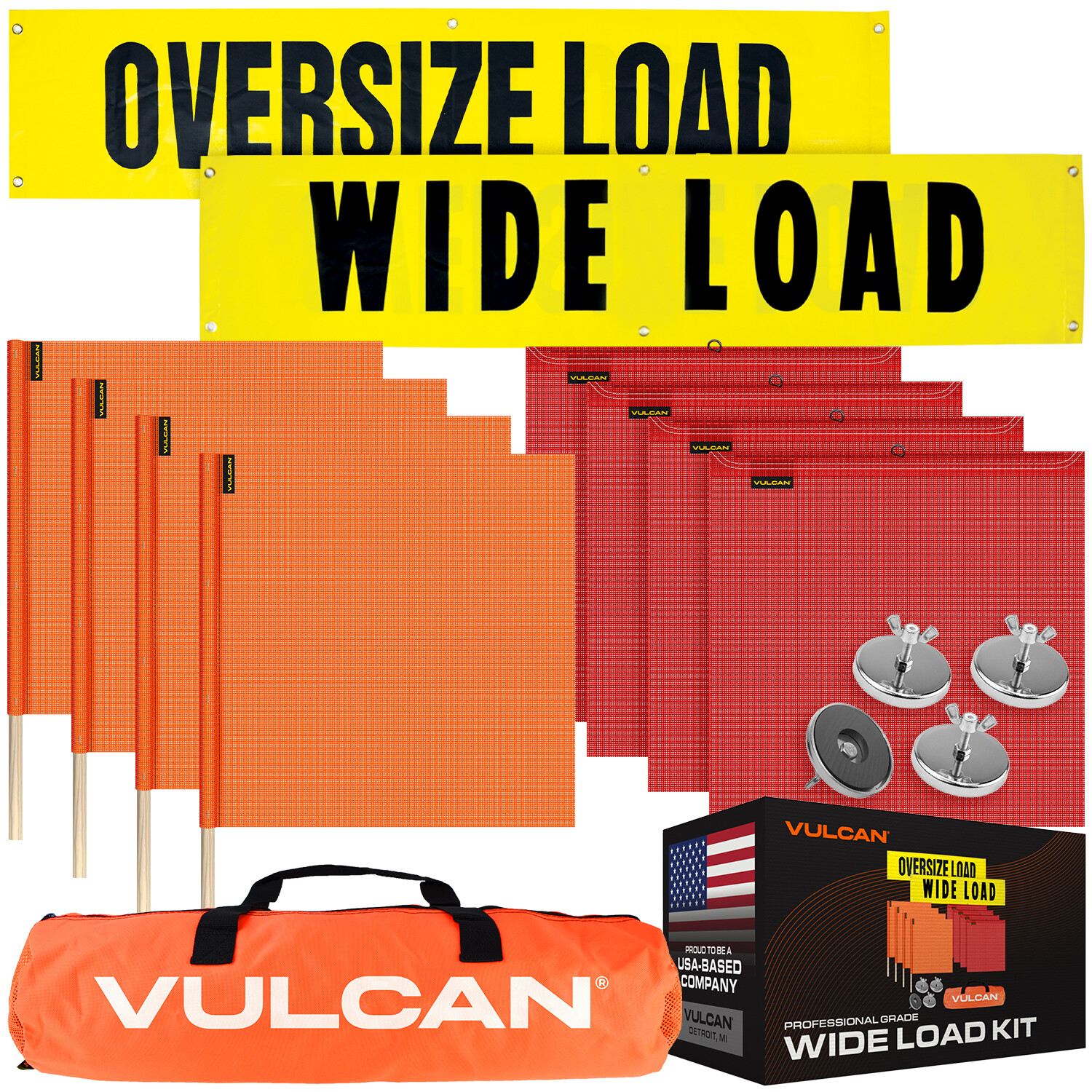 VULCAN Complete Oversize Load Flags, Signs, & Magnets Kit