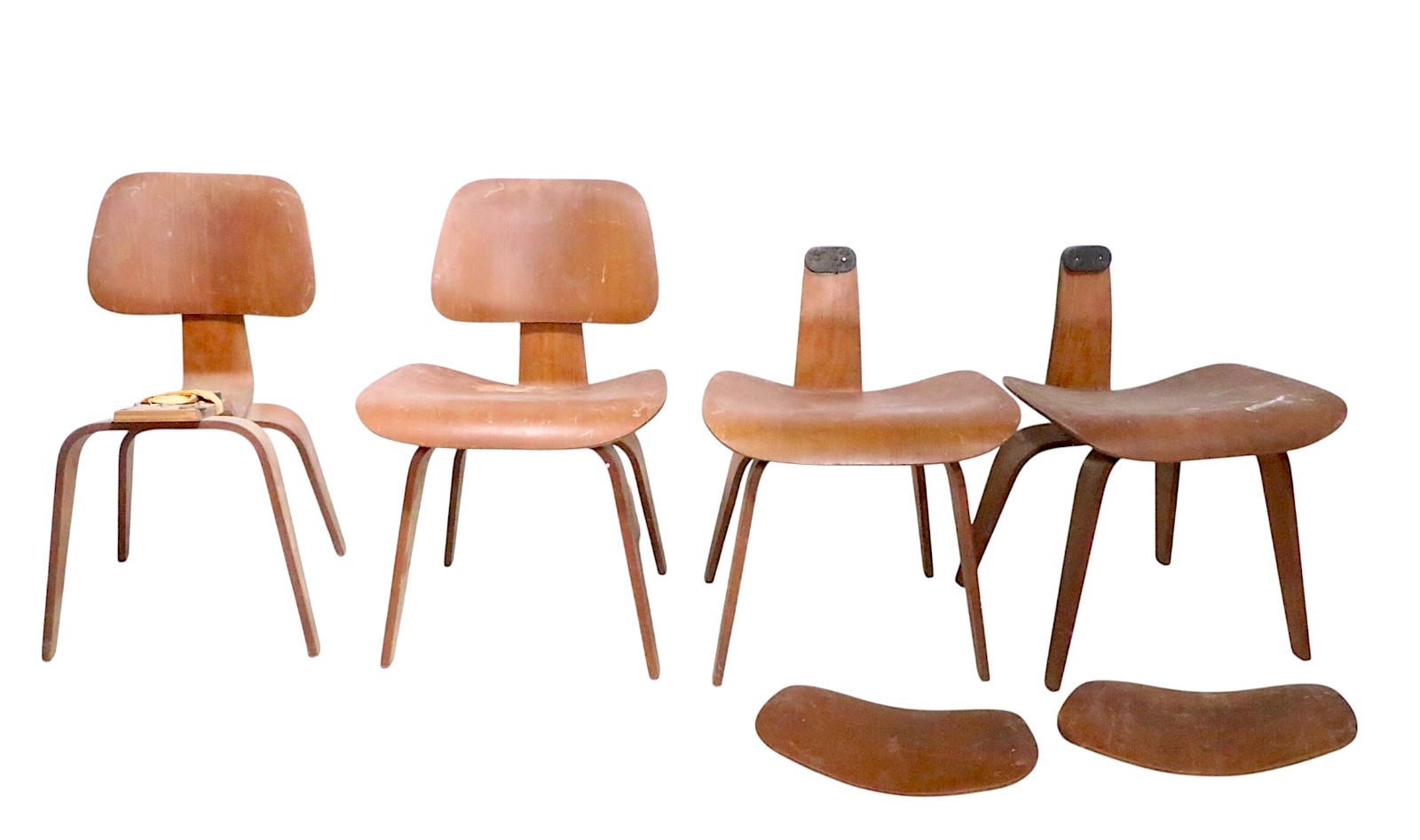 Lot of 4 Early Eames DCW Chairs as is