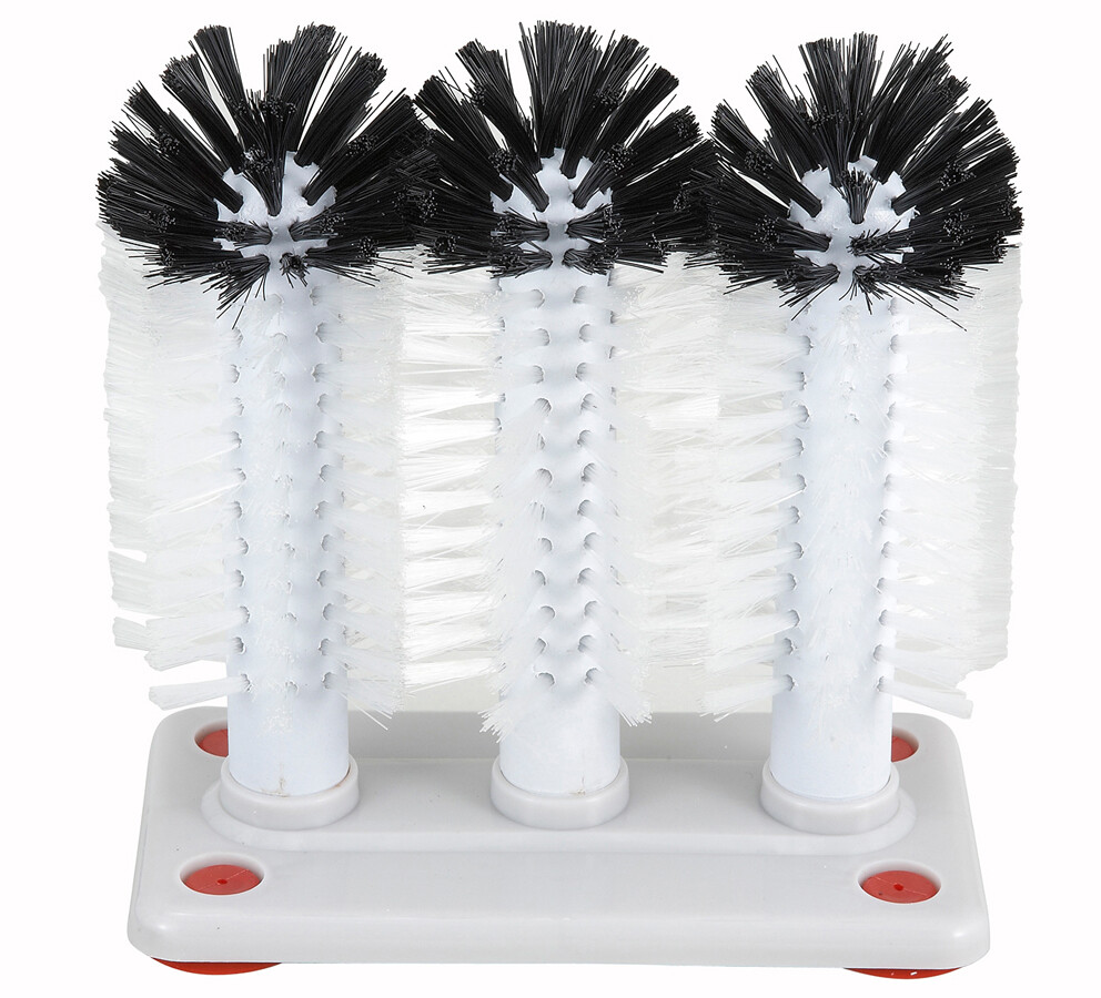 Winco GWB-3 3 Brush Glass Washer with Plastic Base