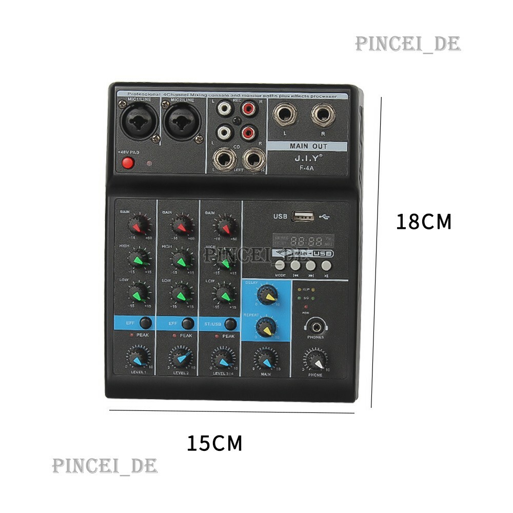 Bluetooth 4-way Tuning Table USB Audio DJ Mixer Perform Live Singing Recording