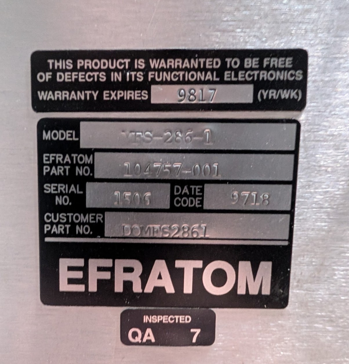 Efratom MFS-286 Dual Rubidium Frequency Standard Atomic Clock 10MHz DOUBLE LOCK