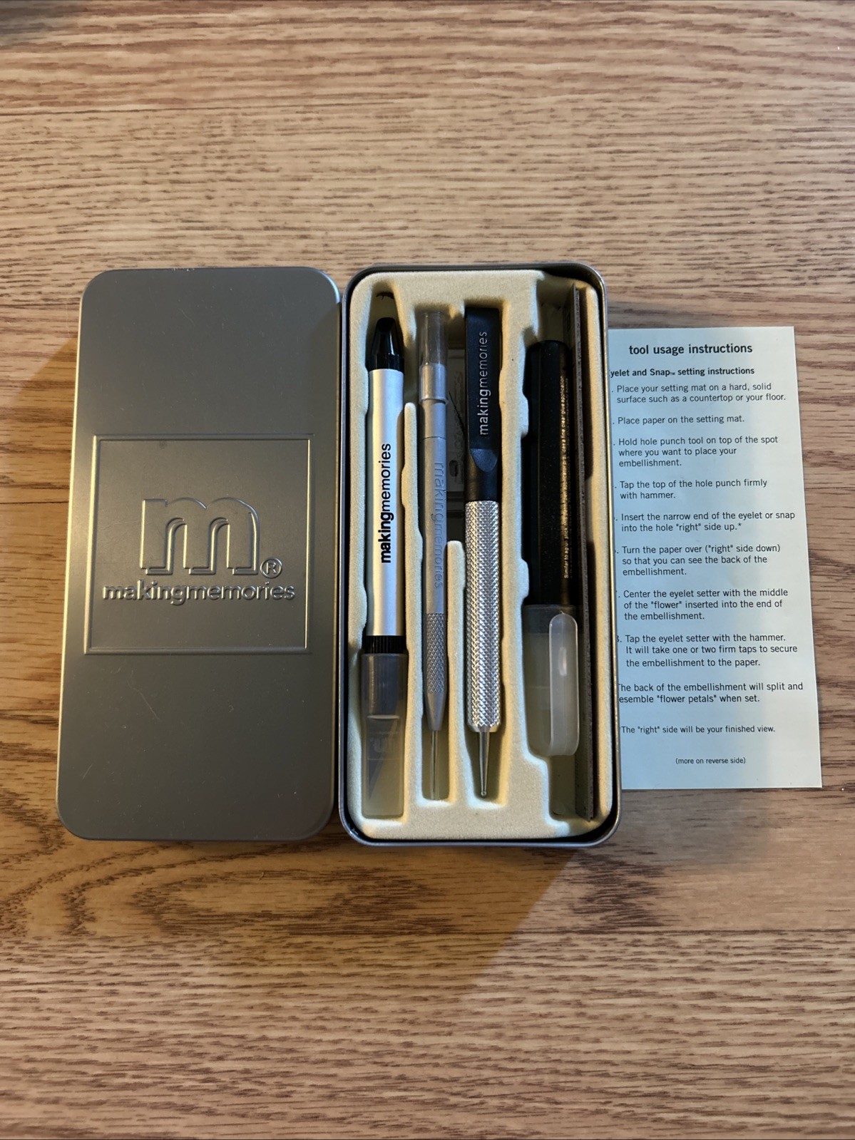 Making Memories Scrapbooking Tool Kit In Silver Metal Case