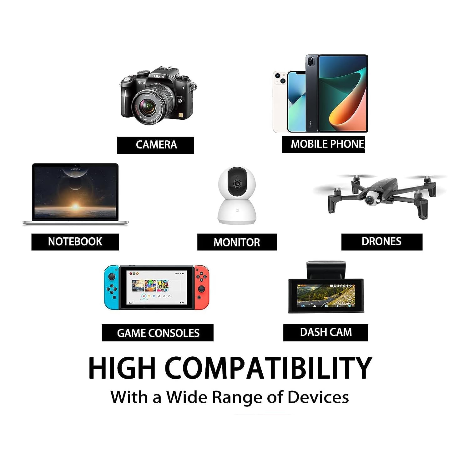 64GB TF Memory Card Class 10 FAT32 High Speed Reading/Writing for Security Ca...