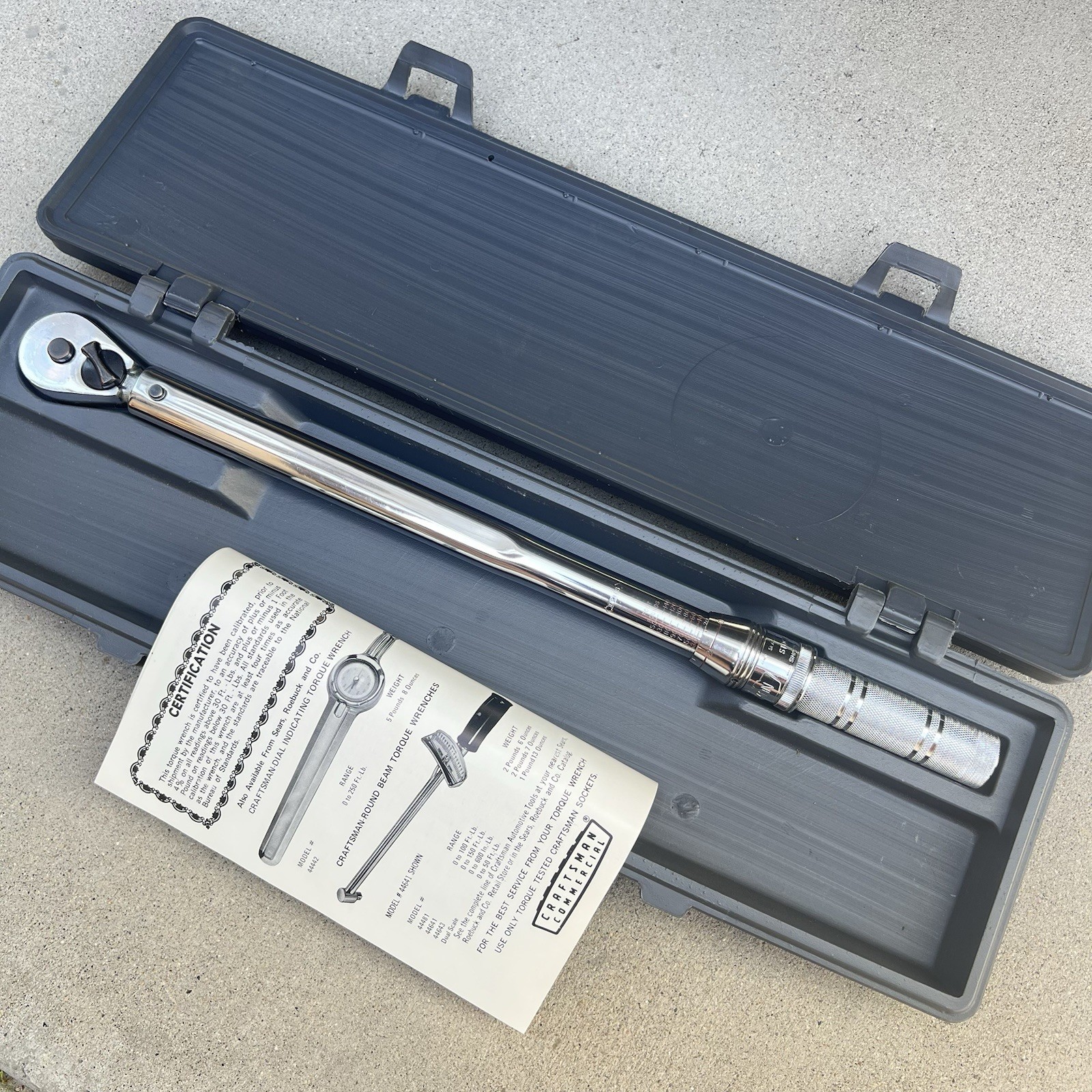 Sears Craftsman Commercial USA Rare 1/2” Drive Torque Wrench 44443 Crown Logo