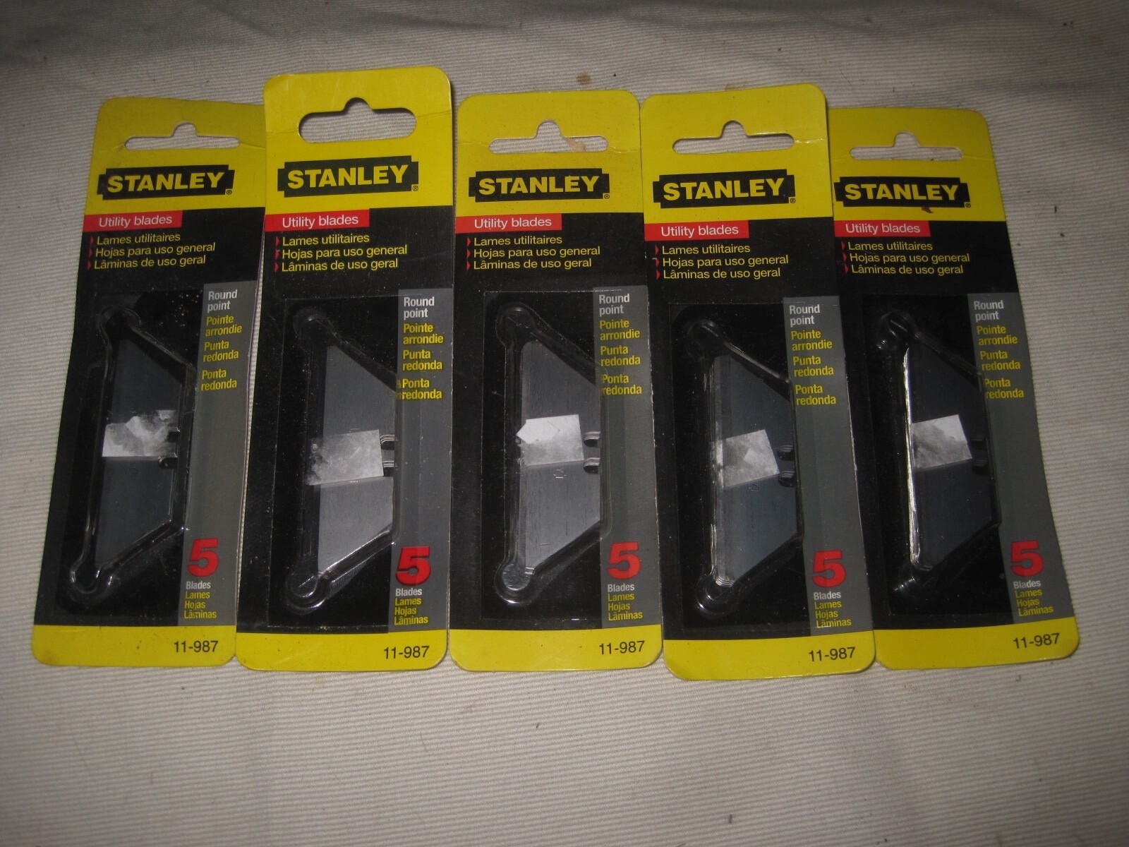 25 Blades / 5 Packs STANLEY Heavy Duty Round Point Carton Blades 11-987 - NEW